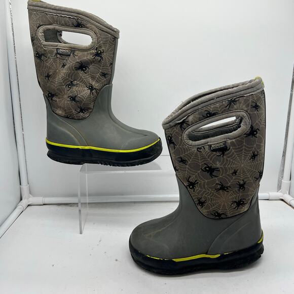 Bogs Snow Boots Kids Toddler 10 Creepy Crawl Handle Pull On Gray Winter - Picture 1 of 11